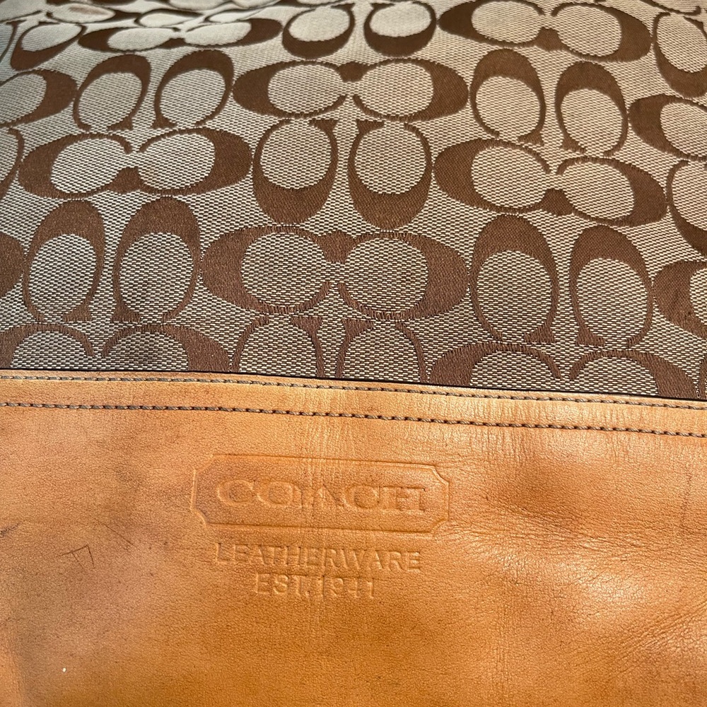 Coach Y2K Vintage Signature Jacquard Canvas Leather Hobo Shoulder bag & wallet - Picture 4 of 16